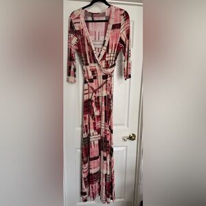 Elegant Pink and Black Maxi Dress